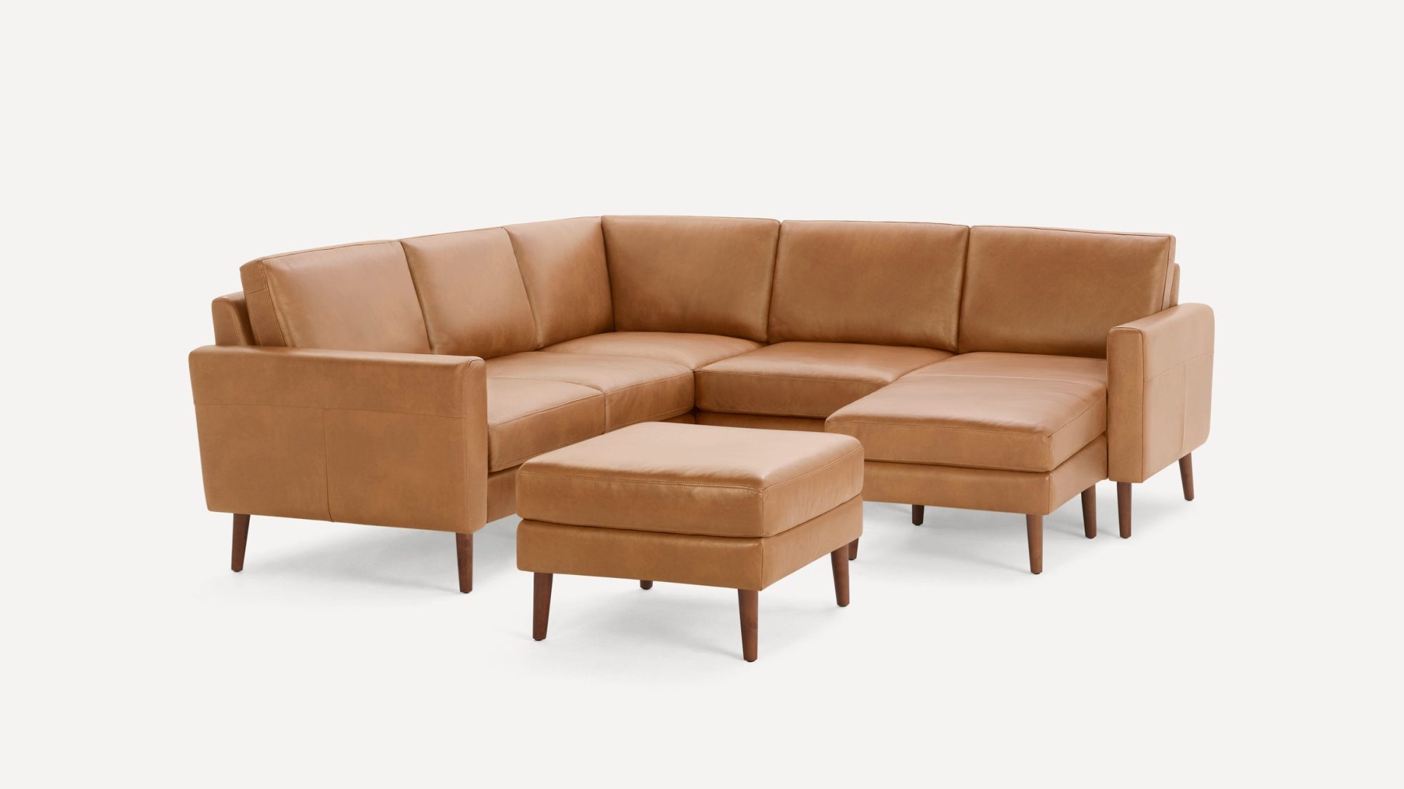 Nomad Leather 5-Seat Corner Sectional with Reversible Chaise and Ottoman
